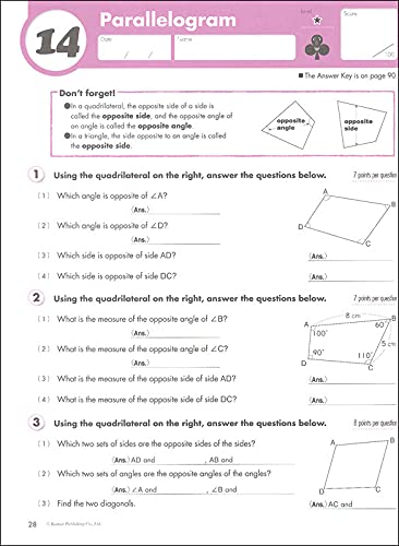 Kumon Geometry-Grades 6-8 (Kumon Middle School Math Workbooks) (Kumon Math Workbooks)