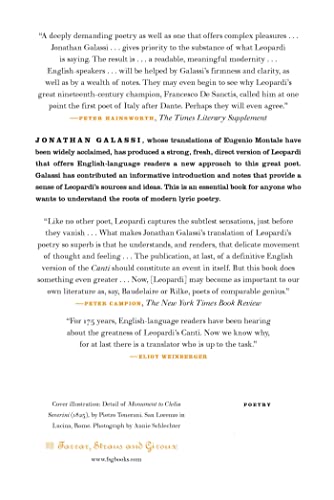 Canti: Poems / A Bilingual Edition — back cover