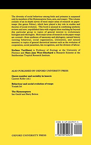 Natural History and Evolution of Paper-Wasps (Oxford Science Publications)