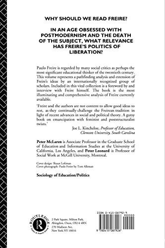 Paulo Freire: A Critical Encounter (Political Science/Sociology)