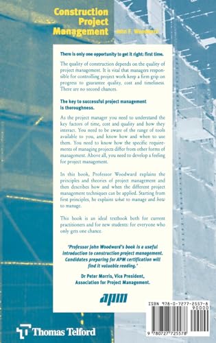 Construction Project Management: Getting it right first time — back cover