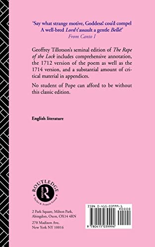 The Rape of the Lock (Routledge English Texts)