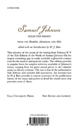Selected Essays from the "Rambler", "Adventurer" and "Idler"
