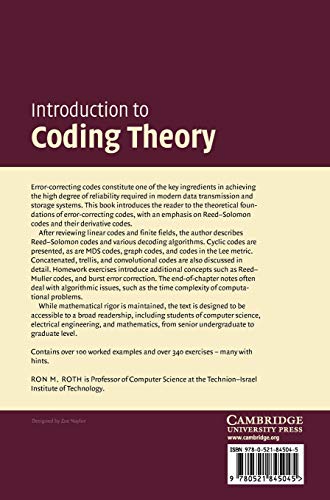 Introduction to Coding Theory — back cover