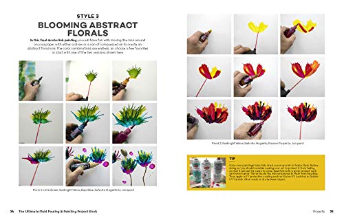 The Ultimate Fluid Pouring & Painting Project Book: Inspiration and Techniques for using Alcohol Inks, Acrylics, Resin, and more; Create colorful ... coasters, agate slices, vases, vessels & more
