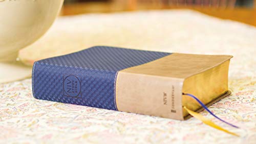 NIV Study Bible, Fully Revised Edition (Study Deeply. Believe Wholeheartedly.), Leathersoft, Navy/Tan, Red Letter, Thumb Indexed, Comfort Print