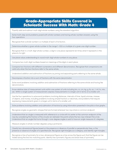 Scholastic Success with Math Grade 4 Workbook