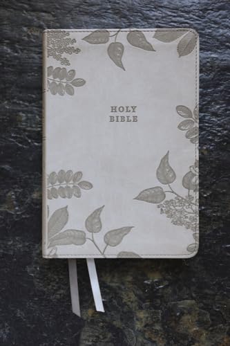 NIV, Compact Center-Column Reference Bible, Leathersoft, Stone, Red Letter, Thumb Indexed, Comfort Print