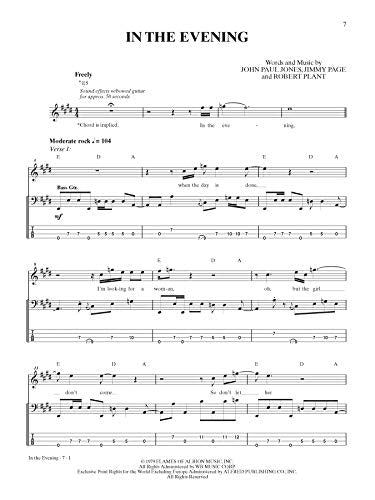 Led Zeppelin -- In Through the Out Door Platinum Bass Guitar: Authentic Bass TAB (Alfred's Platinum Album Editions)