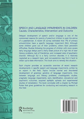 Speech and Language Impairments in Children: Causes, Characteristics, Intervention and Outcome
