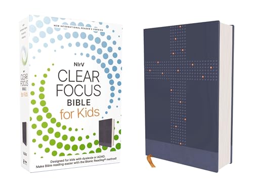 NIrV, Clear Focus Bible for Kids (Help Kids with ADHD or Dyslexia Read with Confidence), Leathersoft, Blue: Read more of the Bible with better focus using the Bionic Reading Method