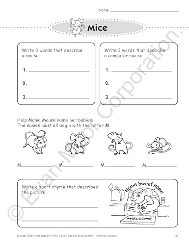 Evan-Moor Critical and Creative Thinking Activities Teacher's Resource Book, Grade 2 (Critical and Creating Thinking Activities)