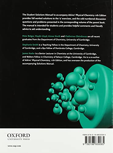 Student Solutions Manual to Accompany Atkins' Physical Chemistry 11th Edition: Volume 2