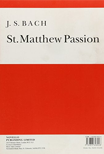 St. Matthew Passion Vocal Score (New Novello Choral Edition)
