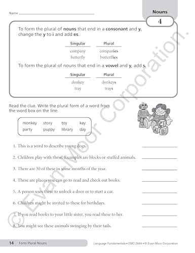 Evan-Moor Language Fundamentals, Grade 4, Teacher Reproducibles — back cover