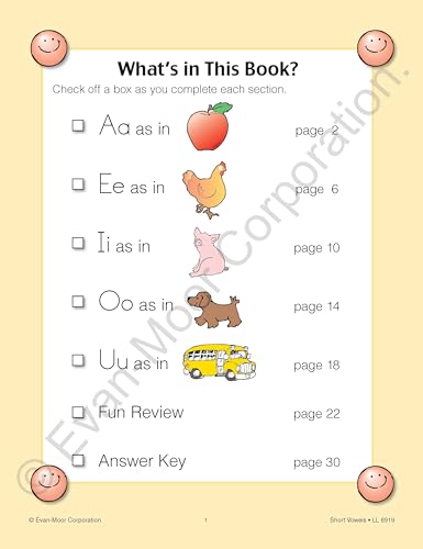 Learning Line: Short Vowels, Kindergarten - Grade 1 Workbook