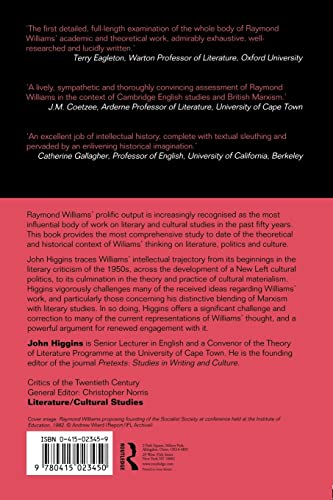 Raymond Williams: Literature, Marxism and Cultural Materialism (Critics of the Twentieth Century)