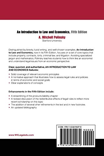 An Introduction To Law and Economics (Aspen Coursebook Series) — back cover