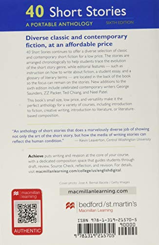 40 Short Stories: A Portable Anthology — back cover