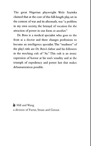 Madmen and Specialists: A Play (Spotlight Dramabook) — back cover