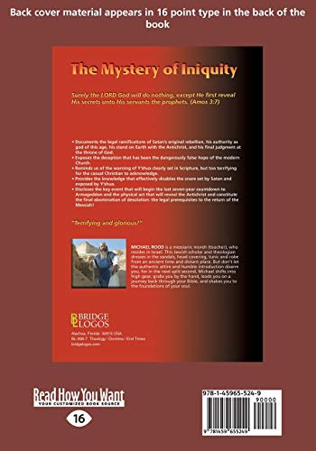 The Mystery of Iniquity: The Legal Prerequisites to the Return of the Messiah
