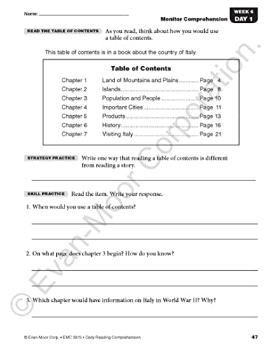 Evan-Moor Evan-Moor Daily Reading Comprehension Book, Teacher's Eddition, Grade 3