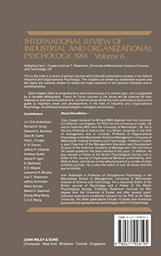 International Review of Industrial and Organizational Psychology, 1991, Vol. 6
