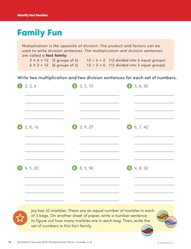 Scholastic Success with Multiplication Facts Grades 3-4 Workbook