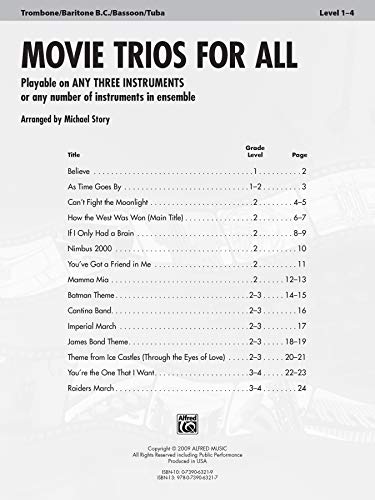 Movie Trios for All: Trombone, Baritone B.C., Bassoon, Tuba (For All Series)
