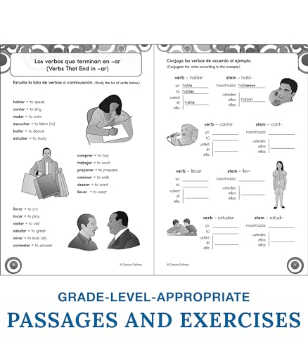 Carson Dellosa Skill Builders Grades 6-8 Level 2 Spanish Workbook, Vocabulary, Parts of Speech, Questions, and More, Middle School Classroom or Homeschool Curriculum