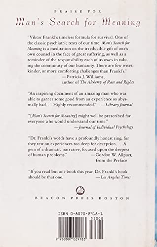 Man's Search for Meaning: An Introduction to Logotherapy — back cover
