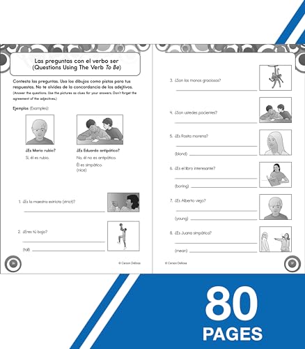Carson Dellosa Skill Builders Grades 6-8 Level 2 Spanish Workbook, Vocabulary, Parts of Speech, Questions, and More, Middle School Classroom or Homeschool Curriculum