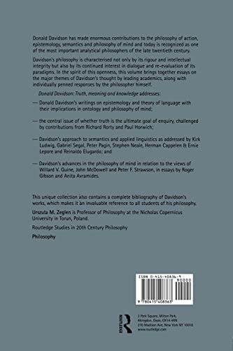 Donald Davidson: Truth, Meaning and Knowledge (Routledge Studies in Twentieth-Century Philosophy)