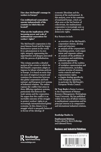 Working for McDonald's in Europe (Routledge Studies in Employment Relations)