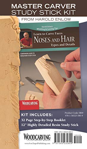 Noses and Hair Study Stick Kit (Learn to Carve Faces with Harold Enlow): Learn to Carve Noses and Hair Booklet & Noses and Hair Study Stick (Fox Chapel Publishing) Sturdy Resin & Step-by-Step Booklet
