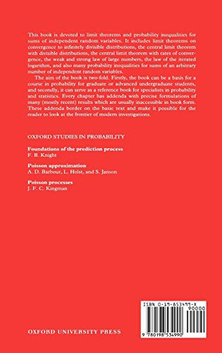 Limit Theorems of Probability Theory: Sequences of Independent Random Variables (Oxford Studies in Probability)