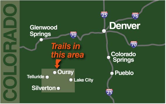 Off-Highway Map for Silverton, Ouray, Lake City, Telluride Colorado