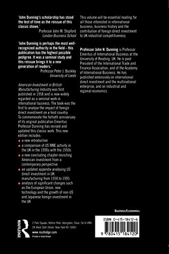 American Investment in British Manufacturing Industry