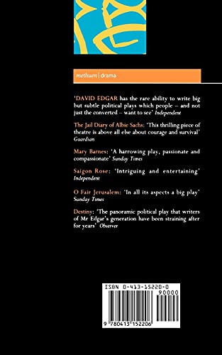 Edgar Plays: 1: Jail Diary of Albie Sachs; Mary Barnes; Saigon Rose; O Fair Jerusalem; Destiny (Contemporary Dramatists)