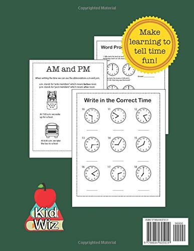 Telling Time Activity Workbook: Over 300 Practice Exercises for Kindergarten, 1st Grade and 2nd Grade
