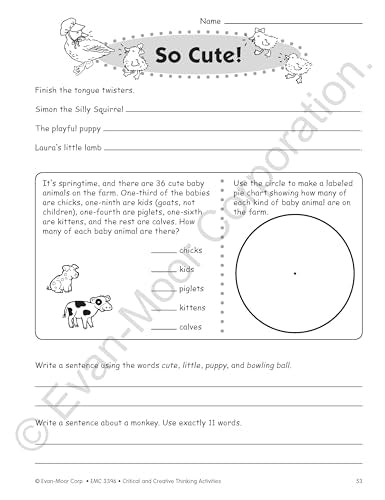 Evan-Moor Critical and Creative Thinking Activities Teacher's Book, Grade 6
