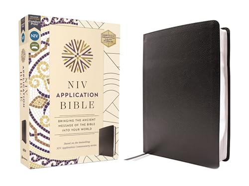 NIV Application Bible, European Bonded Leather, Black, Red Letter, Comfort Print: Bringing the Ancient Message of the Bible into Your World (NIV Application Commentary Resources)