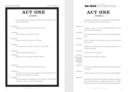 Romeo and Juliet: No Fear Shakespeare Side-By-Side Plain English