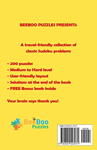 Sudoku Pocket Medium to Hard 200 Puzzles: Compact Size, Travel-Friendly Sudoku Puzzle Book with 200 Medium to Hard Problems and Solutions