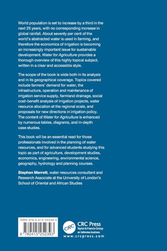 Water for Agriculture (Spon's Environmental Science and Engineering)