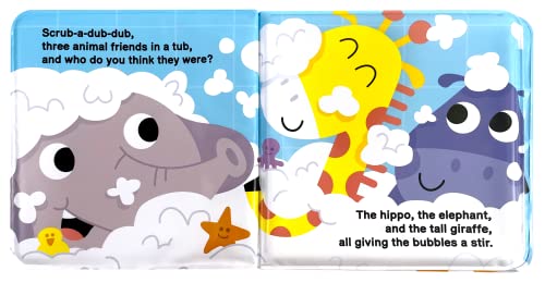 Little Hippo Books Scrub-A-Dub in the Tub - Children's Waterproof Bath Book and Toy Set (Bath Books with Toys for Babies & Toddlers)