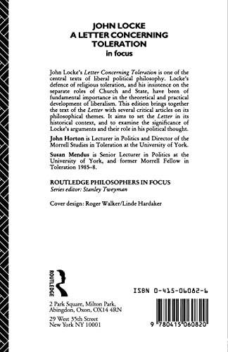 John Locke's Letter on Toleration in Focus (Philosophers in Focus)