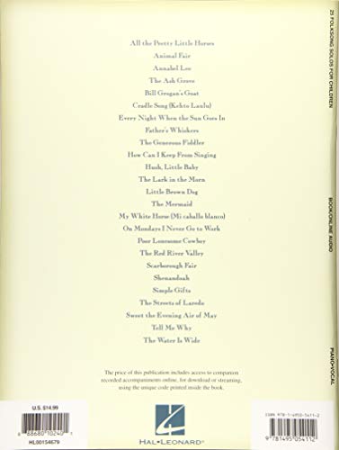 25 Folksong Solos for Children - Vocal/Piano Songbook  Sheet Msuic Book and Online Audio  Easy Folk Songs for Kids Solo Voice with Piano Accompaniment  Hal Leonard Vocal Collection