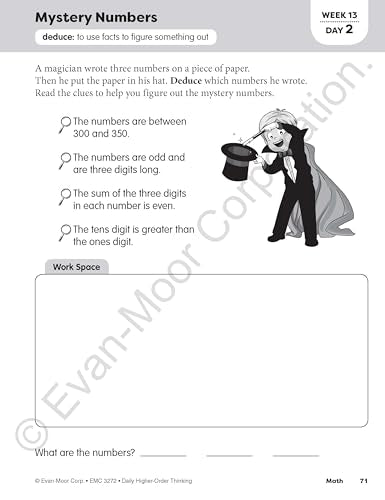 Evan-Moor Daily Higher-Order Thinking, Grade 2, Homeschooling and Classroom Resource Workbook, Brainteasers, Critical Thinking, Problem Solving, Logic Puzzles, Language Play, Drawing