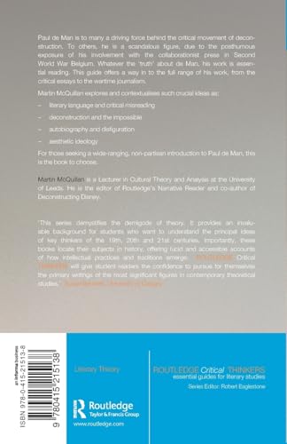 Paul de Man (Routledge Critical Thinkers)